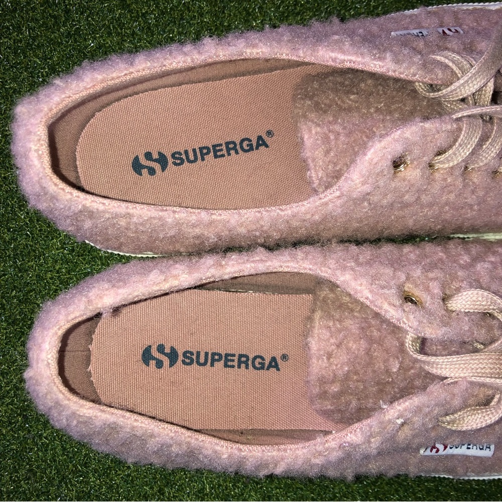 Superga Curly Wool S00EH60 Mauve Pink Lace Up Sneakers Shoes Women’s 8 - Picture 7 of 8